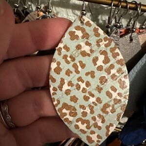 Leopard Print Leaf Earrings